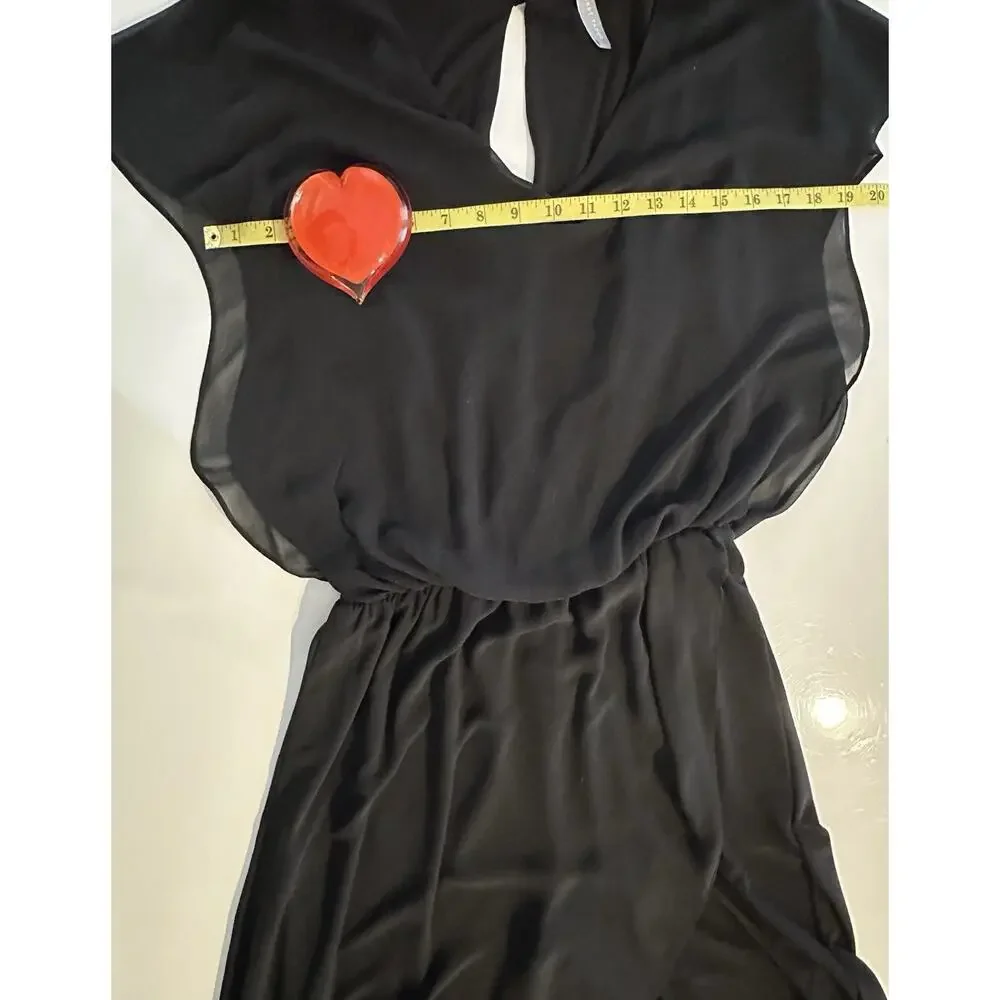 LAST TANGO Womens Jumpsuit Size Med Black Chiffon Overlay Vacation Travel Career